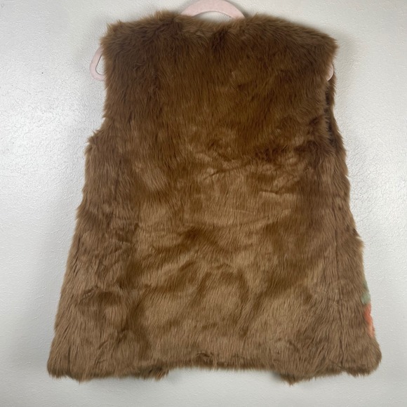 Mayoral Girl Brown Faux Fur Vest Floral Intarsia Size 14 157cm Spanish Design - Picture 4 of 7